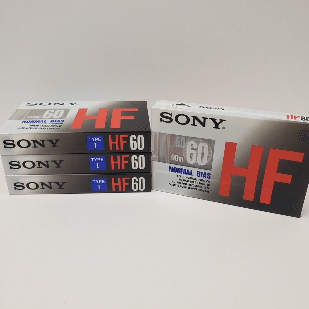 Sony HF60 Type I Normal Bias 90m Blank Cassette Lot Pack Of 4 Tapes New Sealed